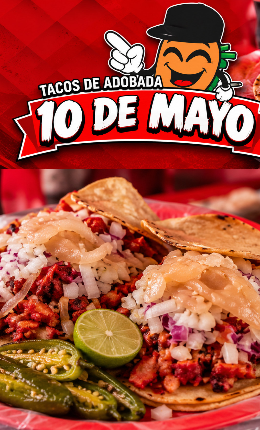Anuncio de TACOS 10 DE MAYO